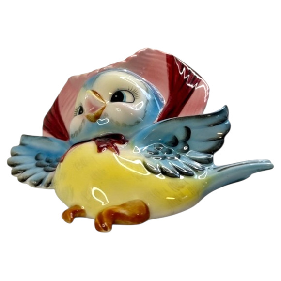 Lefton Blue Bird Wall Pocket Pair #283 Set of 2 Anthropomorphic MCM Vintage READ - Picture 4 of 17